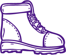 Hand-drawn graphic of a hiking boot.